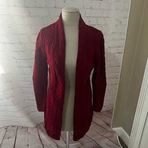 Women's Burgundy Open-Front Cardigan